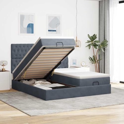 Rantry Ottoman-Bett mit Matratzen Dunkelgrau 160x200 cm Samt Gästebett Model3313785 Rantry Ottoman-Bett mit Matratzen Dunkelgrau 160x200 cm Samt Gästebett Model3313785 von Rantry