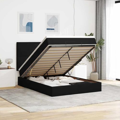 Rantry Ottoman-Bett mit Matratzen Schwarz 140x190 cm Samt Gästebett Model3313399 von Rantry