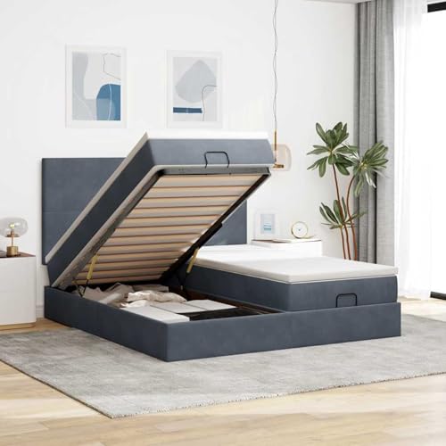 Rantry Ottoman-Bett mit Matratzen & LEDs Dunkelgrau 160x200 cm Samt Gästebett Model3314598 Rantry Ottoman-Bett mit Matratzen & LEDs Dunkelgrau 160x200 cm Samt Gästebett Model3314598 von Rantry