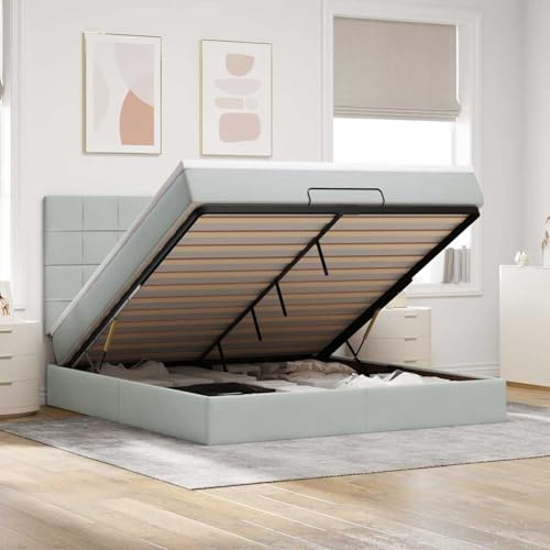 Rantry Ottoman-Bett mit Matratzen & LEDs Hellgrau 160x200 cm Samt Gästebett Model3314330 Rantry Ottoman-Bett mit Matratzen & LEDs Hellgrau 160x200 cm Samt Gästebett Model3314330 von Rantry