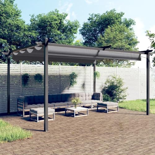 Rantry Pavillon mit Ausziehbarem Dach 4x3 m Anthrazit Pavillon Rasen und Gartenarbeit Model318538 von Rantry