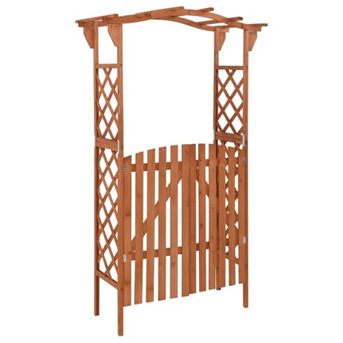 Rantry Pergola mit Tor 116x40x204 cm Massivholz Tanne Pavillon Rasen und Gartenarbeit Model316389 von Rantry