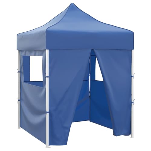 Rantry Profi-Partyzelt Faltbar mit 4 Seitenwänden 2×2m Stahl Blau Partyzelt Rasen und Gartenarbeit Model48879 von Rantry
