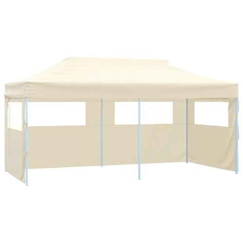 Rantry Profi-Partyzelt Faltbar mit 4 Seitenwänden 3×6m Stahl Creme Partyzelt Rasen und Gartenarbeit Model48866 von Rantry