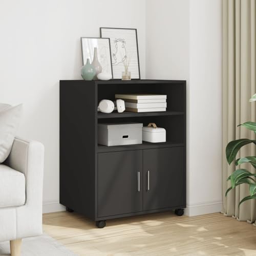 Rantry Rollschrank Schwarz 60x48x81 cm Holzwerkstoff Rollcontainer Model853165 von Rantry