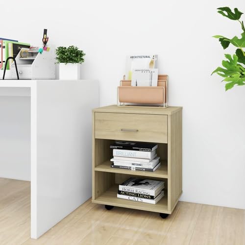 Rantry Rollschrank Sonoma-Eiche 46x36x59 cm Holzwerkstoff Rollcontainer Model808470 von Rantry