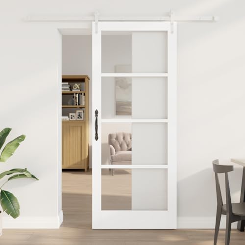 Rantry Schiebetür mit Beschlag Set Weiß 86x211 cm Massivholz Kiefer, Innentür mit Glas 'ORKDAL'Weiß 86x211x4 cm Schiebetüren Komplettset Model3332426 Rantry Schiebetür mit Beschlag Set Weiß 86x211 cm Massivholz Kiefer, Innentür mit Glas 'ORKDAL'Weiß 86x211x4 cm Schiebetüren Komplettset Model3332426 von Rantry