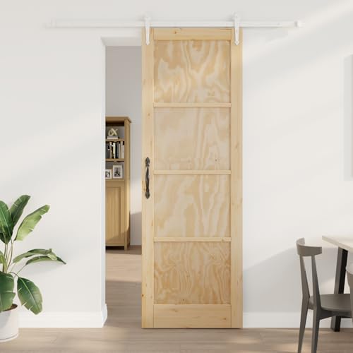 Rantry Schiebetür mit Beschlagsatz 78x232 cm Massivholz Kiefer, Innentür 'ORKDAL'78x232x4 cm Massivholz Kiefer Schiebetüren Komplettset Model3333754 von Rantry