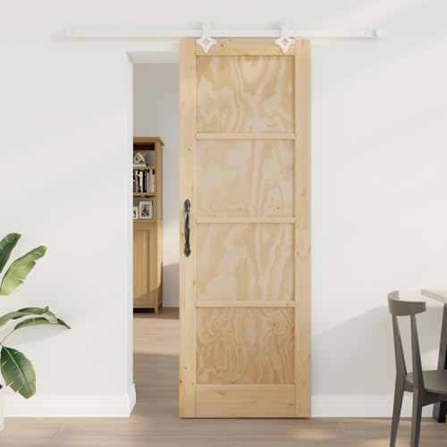 Rantry Schiebetür mit Beschlagset 73,5x211 cm Massivholz Kiefer, Innentür "ORKDAL" 73,5x211x4 cm Massivholz Kiefer Schiebetüren Komplettset Model3333552 von Rantry
