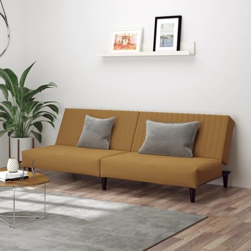 Rantry Schlafsofa 2-Sitzer Braun Samt Schlafsofa Model375934 von Rantry