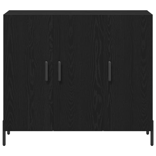 Rantry Schwarz Eichen Sideboard 90x34x80 cm aus robustem Holz Schrank Wohnzimmer Model869081 von Rantry