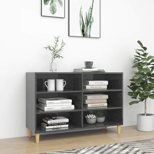 Rantry Sideboard Hochglanz-Grau 103,5x35x70 cm Holzwerkstoff Anrichte Model806039 von Rantry