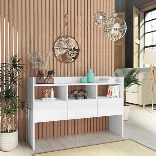 Rantry Sideboard Hochglanz-Weiß 105x30x70 cm Holzwerkstoff Anrichte Model808383 von Rantry