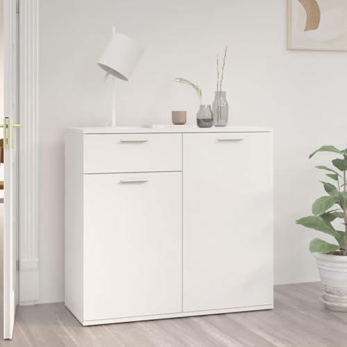 Rantry Sideboard Hochglanz-Weiß 80x36x75 cm Holzwerkstoff Anrichte Model805776 von Rantry