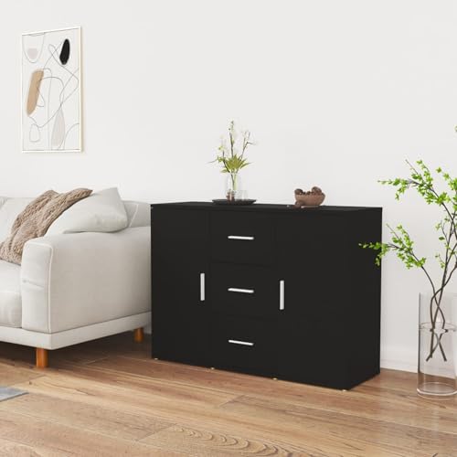 Rantry Sideboard Schwarz 91x29,5x65 cm Holzwerkstoff Anrichte Model823343 von Rantry