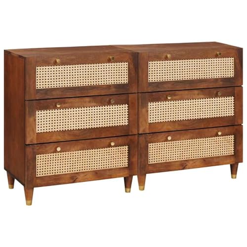 Rantry Sideboard Set 2 pcs Braun 60 x 33.5 x 75 cm Massivholz Mango Buffetschrank Model3310169 von Rantry