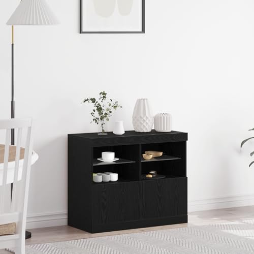 Rantry Sideboard mit LED-Leuchten in Schwarzer Eiche 81x37x67 cm Schrank Wohnzimmer Model863032 Rantry Sideboard mit LED-Leuchten in Schwarzer Eiche 81x37x67 cm Schrank Wohnzimmer Model863032 von Rantry