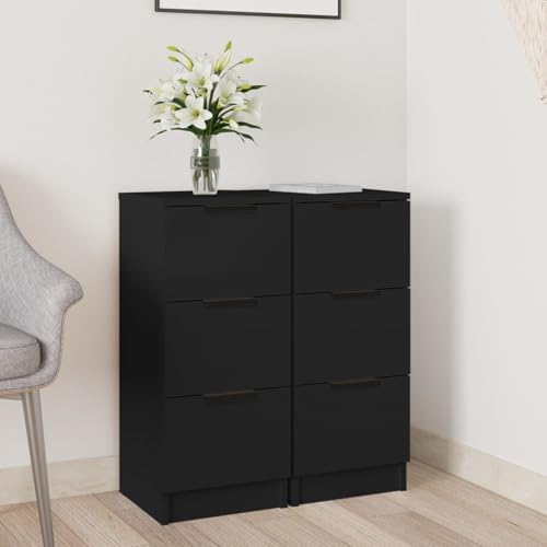 Rantry Sideboards 2 STK. Schwarz 30x30x70 cm Holzwerkstoff Anrichte Model811154 von Rantry
