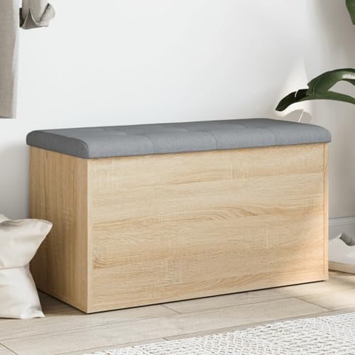 Rantry Sitzbank mit Stauraum Sonoma-Eiche 82x42x45 cm Holzwerkstoff Hocker Model835049 von Rantry