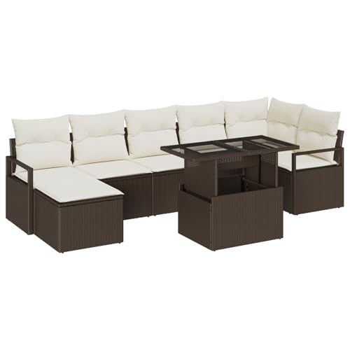 Rantry Sofa Im Freien Lounge Möbel Outdoor 8-teiliger Garten Sofa Set mit Kissen Braun Poly Rattan Rantry Sofa Im Freien Lounge Möbel Outdoor 8-teiliger Garten Sofa Set mit Kissen Braun Poly Rattan von Rantry