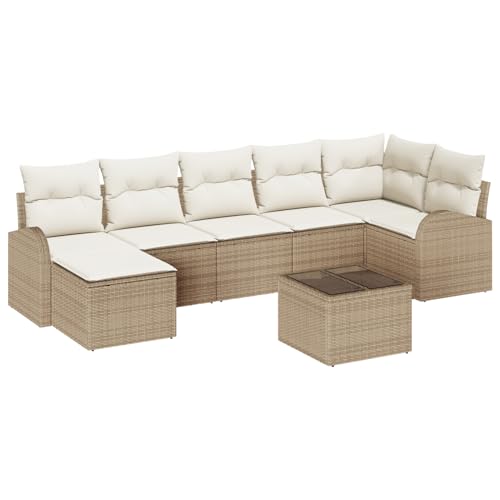 Rantry Sofa Im Freien Lounge Möbel Outdoor 8-teiliges Garten Sofa Set mit Kissen Braun Poly Rattan von Rantry