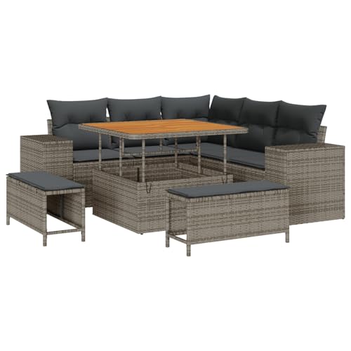 Rantry Sofa Im Freien Lounge Möbel Outdoor 8-teiliges Garten Sofa Set mit Kissen Graues Poly Rattan Akazie Rantry Sofa Im Freien Lounge Möbel Outdoor 8-teiliges Garten Sofa Set mit Kissen Graues Poly Rattan Akazie von Rantry
