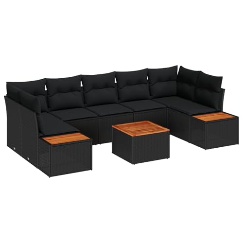 Rantry Sofa Im Freien Lounge Möbel Outdoor 8-teiliges Garten Sofa Set mit Kissen Schwarz Poly Rattan Akazie Rantry Sofa Im Freien Lounge Möbel Outdoor 8-teiliges Garten Sofa Set mit Kissen Schwarz Poly Rattan Akazie von Rantry