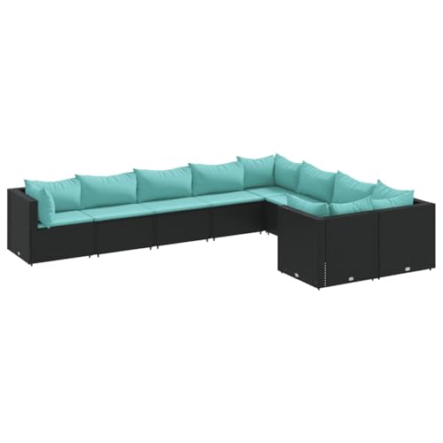 Rantry Sofa Im Freien Lounge Möbel Outdoor 9-TLG. Garten-Sofagarnitur mit Kissen Schwarz Poly Rattan Rantry Sofa Im Freien Lounge Möbel Outdoor 9-TLG. Garten-Sofagarnitur mit Kissen Schwarz Poly Rattan von Rantry