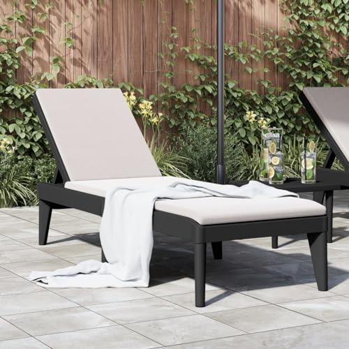 Rantry Sonnenliege Relaxliege Gartenliege Liegestuhl Strandliege Terrassenliege Verstellbare Rückenlehne Liege für Garten, Balkon, Terrasse Anthrazit 186x60x29 cm PP von Rantry