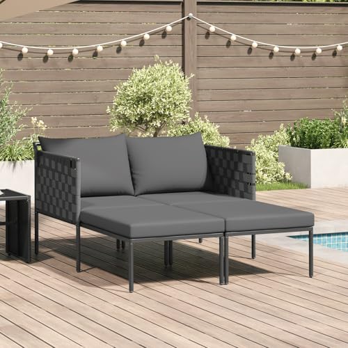Rantry Sonnenliege mit Kissen für 2 Personen Anthrazit 115x153x69,5 cm Stahl Loungesessel Model42004135 von Rantry