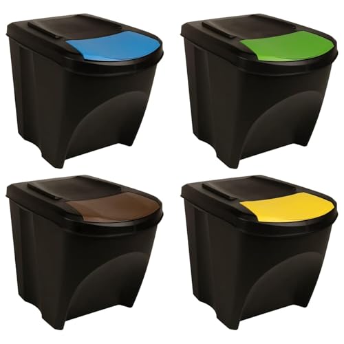 Rantry Stapelbare Mülleimer 4 STK. Anthrazit 100 L Mülleimer Model316185 von Rantry