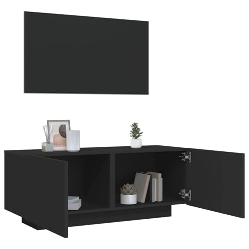 Rantry TV-Schrank Schwarz 100x35x40 cm Holzwerkstoff Fernsehtisch Model804437 von Rantry