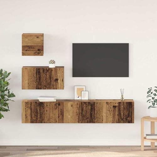 Rantry TV-Schrank-Set 4 pcs Altholz 80 x 30 x 30 cm Holzwerkstoff Fernsehschrank Model3393435 von Rantry