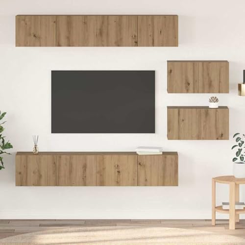 Rantry TV-Schrank Set 6 pcs Eiche handwerklich 80 x 30 x 30 cm Mittel Fernsehschrank Model3393161 von Rantry