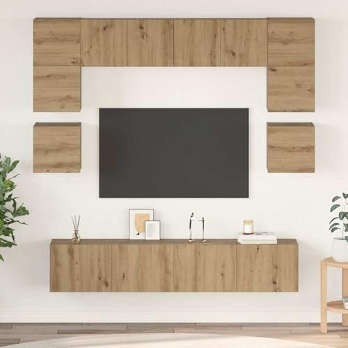 Rantry TV-Schrank-Set 8 pcs Eiche handwerklich 80 x 30 x 30 cm Fernsehschrank Model3393335 von Rantry