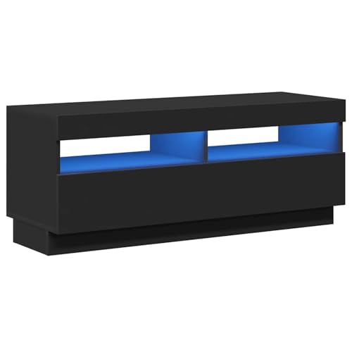 Rantry TV-Schrank mit LED-Leuchten Schwarz 100x35x40 cm Fernsehtisch Model804455 von Rantry