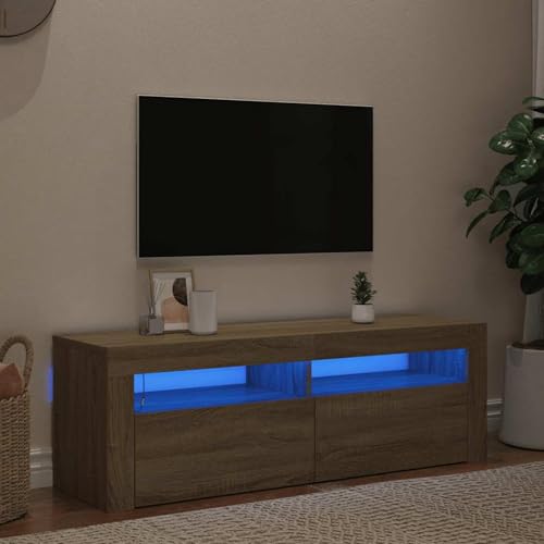 Rantry TV-Schrank mit LED-Leuchten Sonoma-Eiche 120x35x40 cm Fernsehtisch Model804313 von Rantry