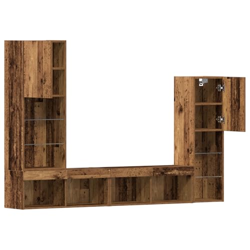 Rantry TV-Schrank mit LED-Lichtern Alte Holz 40,5x30x102 cm, TV-Wandschränke mit LED-Lichtern 2 STK Alte Holz 80x30x30 cm fernsehschrank Model3334389 von Rantry
