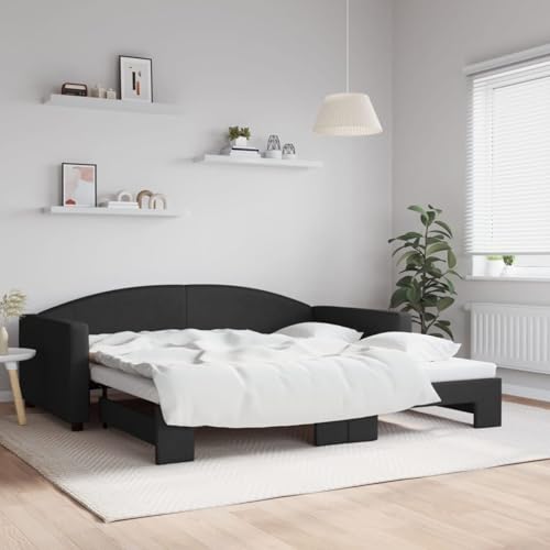 Rantry Tagesbett Ausziehbar Schwarz 100x200 cm Stoff Schlafsofa Model3197195 von Rantry