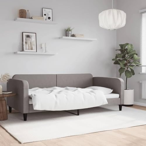 Rantry Tagesbett Taupe 100x200 cm Stoff Schlafcouch Model354041 von Rantry