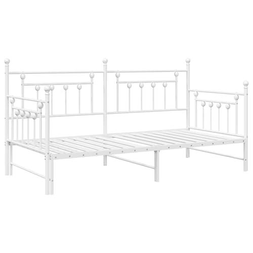 Rantry Tagesbettgestell mit Ausziehbett Weiß 100x200 cm Stahl Schlafsofa Model42002682 von Rantry