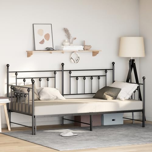 Rantry Tagesbettgestell mit Bettkasten in Schwarz, 90x190 cm aus Stahl Schlafsofa Model42002665 von Rantry