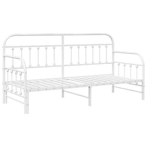 Rantry Tagesbettgestell mit Unterbett Weiß 75x190 cm Stahl Schlafsofa Model42002649 von Rantry