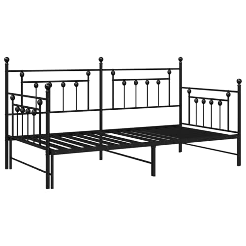 Rantry Tagesbettgestell mit ausziehbarem Bett Schwarz 100x200 cm Stahl Schlafsofa Model42002668 von Rantry