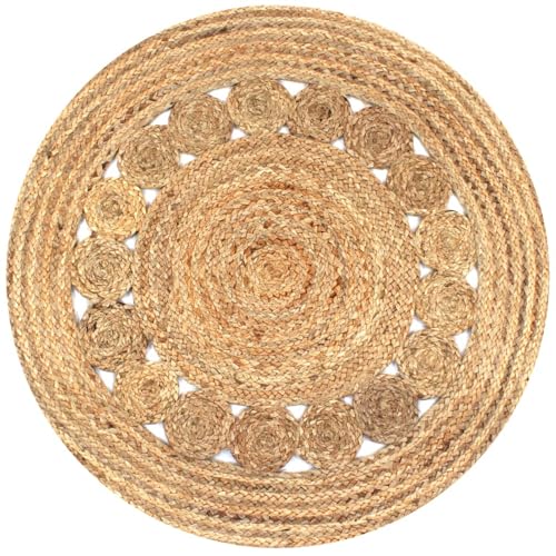 Rantry Teppich Flechtmuster Jute 90 cm Rund Carpet Model245342 von Rantry