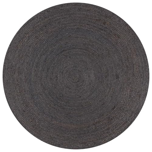 Rantry Teppich Handgefertigt Jute Rund 90 cm Dunkelgrau Carpet Model133665 von Rantry