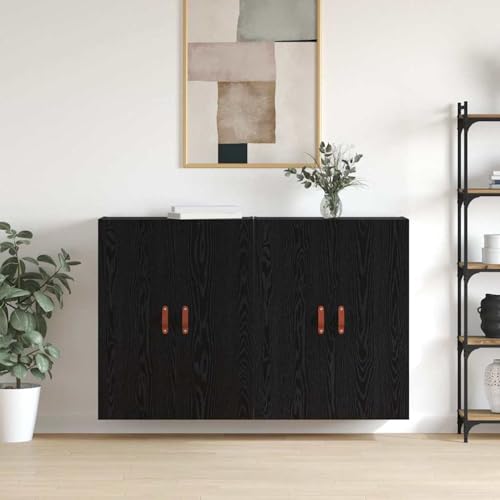 Rantry Wandmontierte Schränke 2 pcs Schwarze Eiche 69.5 x 34 x 90 cm Hängeschrank Küche Model3394574 von Rantry
