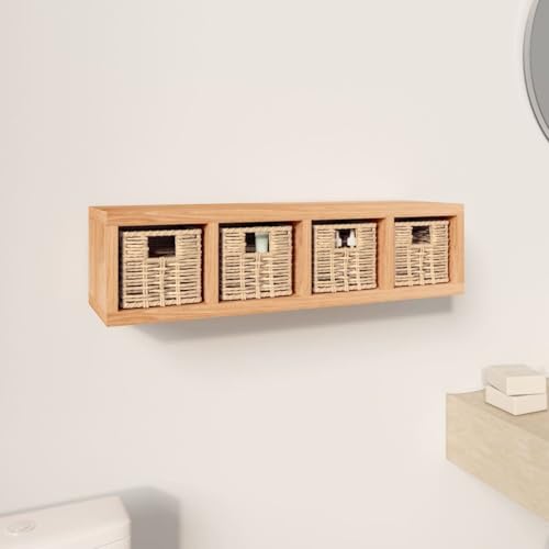 Rantry Wandregal mit Körben 62x18x16 cm Massivholz Nussbaum Leiste Model350370 Rantry Wandregal mit Körben 62x18x16 cm Massivholz Nussbaum Leiste Model350370 von Rantry