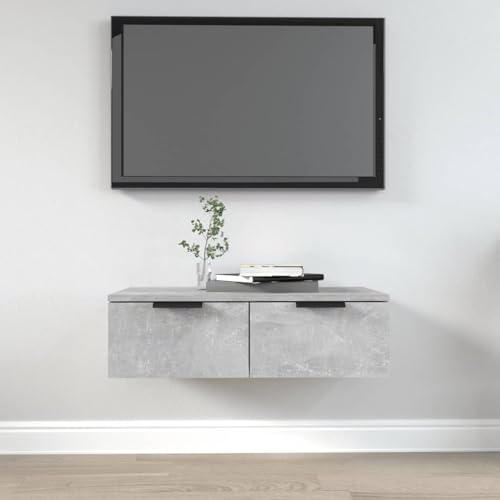Rantry Wandschrank Betongrau 68x30x20 cm Holzwerkstoff Wandschrank Model811398 von Rantry