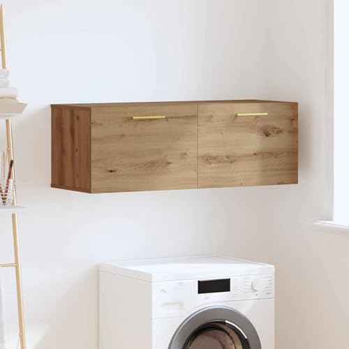 Rantry Wandschrank Eiche handwerklich 100 x 36.5 x 35 cm Holzwerkstoff Hängeschrank Küche Model879565 von Rantry